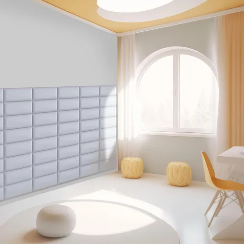 Vista 28 de Paneles tapizados para cabecero, 12 paneles de 7.8 x 15.7 pulgadas, paneles acolchados de pared para niños, cabecero de cama 3D anticolisión montado