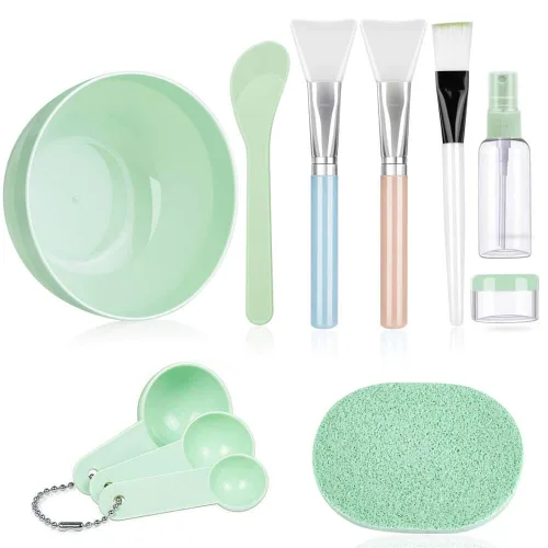 Face Mask Mixing Bowl Set, Anezus 11 Pcs DIY Facemask Mixing Tool Kit with Facial Mask Bowl Stick Spatula Silicone Brush Spray Bottle Puff Soaking