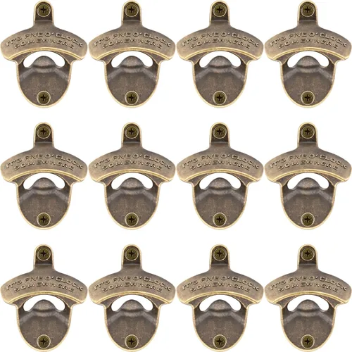 Vista 11 de Abridor de cerveza de montaje en pared, con rosca IT'S FIVE O'CLOCK SOMEWHERE, abrebotellas de bronce antiguo, para regalos