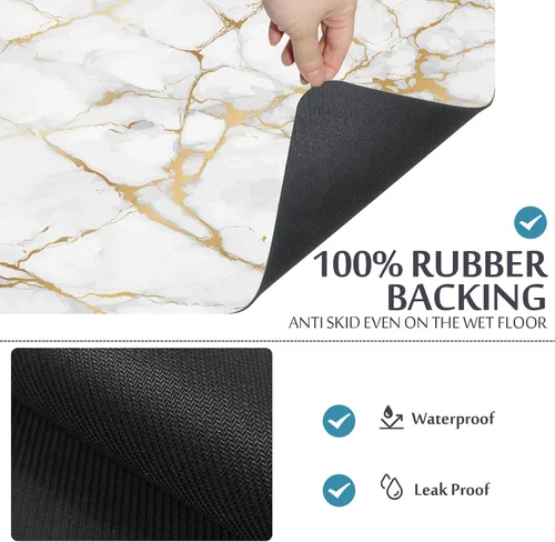 Vista 4 de EMMTEEY Tapete de secado de platos para encimera de cocina, tapete de mármol para cafetera, tapete de bar con parte trasera de goma absorbente