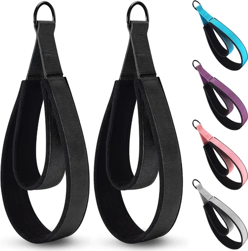 2 correas cómodas de doble bucle para Pilates de grosor mejorado, correa de anillo en D para gimnasio en casa y accesorios de entrenamiento de yoga