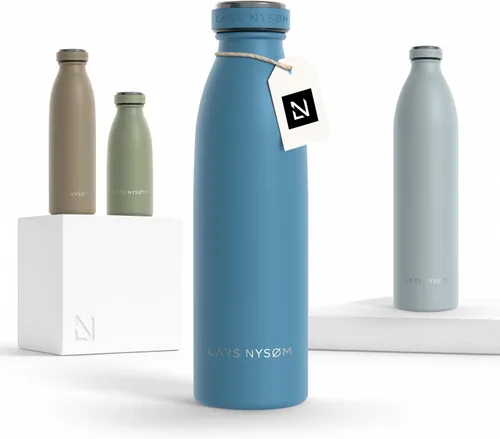 Vista 28 de LARS NYSØM Botella de agua aislada de acero inoxidable de 12 onzas, 17 onzas, 25 onzas, 34 onzas, 51 onzas, frasco térmico aislado para bebidas