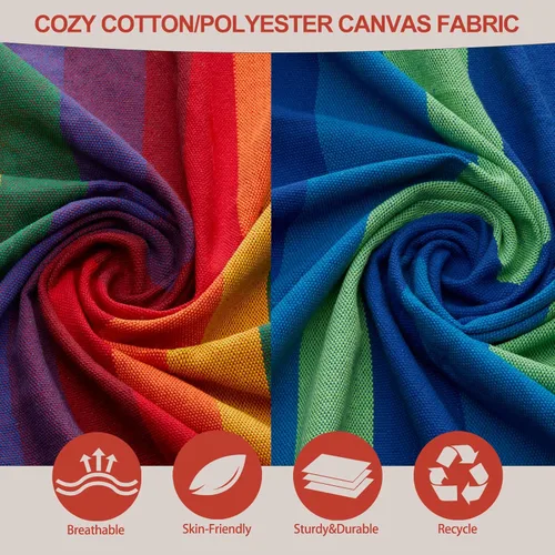 Vista 4 de JoyView Hamaca brasileña para una sola persona, hamaca portátil con cuerdas para colgar y bolsa de transporte, grande de 78.8 x 39.4 pulgadas