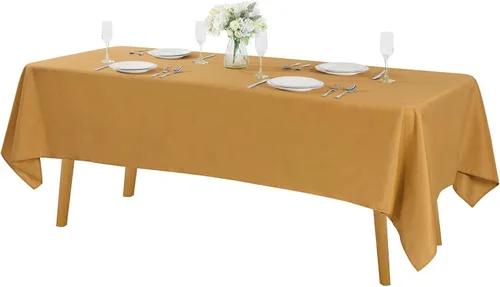 Vista 122 de Mantel rectangular de tela de poliéster lavable de 60 x 120 pulgadas, para decoración de bodas, fiestas, comedores, banquetes