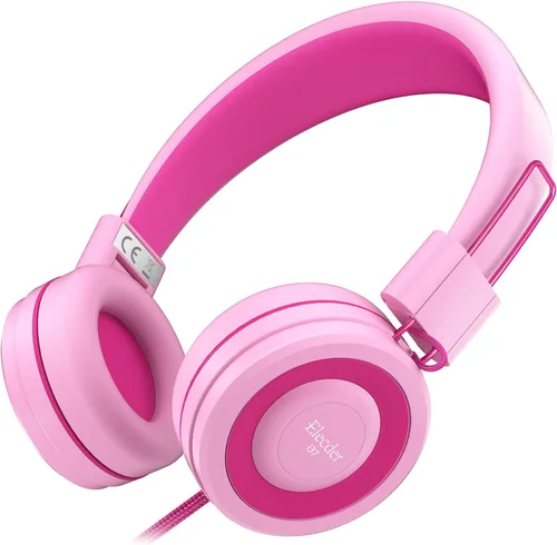 Vista 8 de Elecder i37 - Audífonos plegables de diadema para niños, niñas y adolescentes, con conector de 3.5mm, compatible con iPad, teléfonos celulares