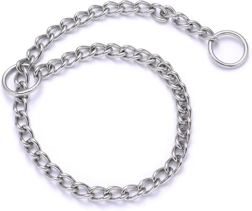 Vista 4 de Mile High Life Collar de cadena de entrenamiento para perros Anillo P deslizante de acero inoxidable Collar de estrangulador Resistente a