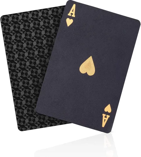 ACELION Cartas de juego impermeables, cartas de plástico, baraja de cartas, tarjetas de póquer de regalo (negro)