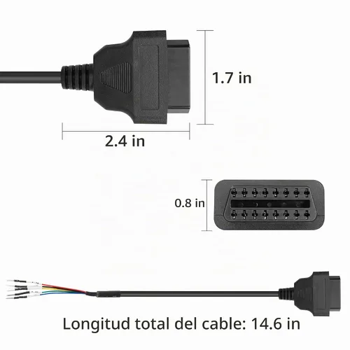 Vista 6 de YACSEJAO OBD2 - Conector hembra de 16 pines, 1 pie OBD2 a 5 pines, cable de probador de puente universal coleta DIY adaptador Mobley