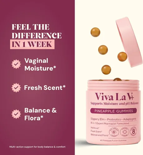 Vista 6 de Gomitas probióticas vaginales de olmo resbaladizo 8 en 1 para mujer, humedad íntima, pH equilibrado, olor saludable, equilibrio de levadura y apoyo