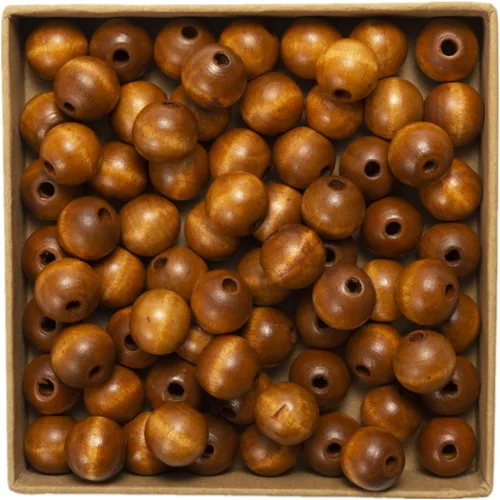 Vista 13 de Decoendiy 100 cuentas de madera para manualidades, cuentas redondas de madera de 0.630 in, cuentas de madera naturales pulidas de granja, cuentas