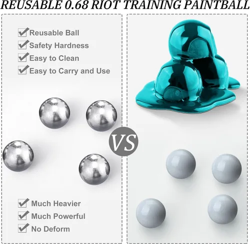 Vista 4 de Gisafai 150 Pcs Calibre 68 Munición de Paintball de Aluminio para Práctica de Paintball Potente No Letal para Entrenamiento de Tiro