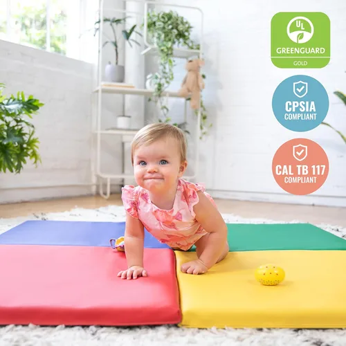 Vista 5 de ECR4Kids SoftZone Quad Fold-N-Go Activity Mat, Folding Playmat, Contemporary