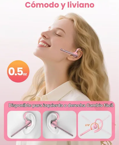 Vista 4 de New Bee Auriculares Bluetooth V5.1 72H Hablar Time Dual Mic con botón de silencio para negocios, auricular Bluetooth inalámbrico manos libres