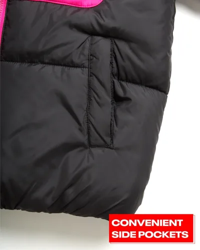 Vista 4 de Reebok Chaqueta de invierno para niñas Abrigo acolchado pesado Chaqueta de esquí resistente a la intemperie para niñas, 4-16