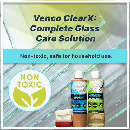 Vista 5 de Venco Clear X - Esmalte y protector de vidrio, kit de 16 onzas para eliminar el óxido, manchas quemadas, manchas de agua, protege y repele el agua