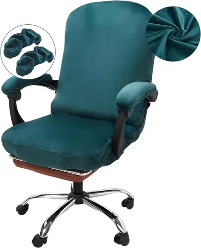 Vista 8 de NeColorLife Funda Elástica para Silla de Oficina con Fundas para Reposabrazos - Funda de Asiento de Respaldo Alto con Cremallera para Sillas