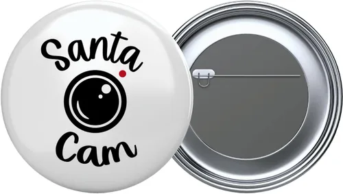 Santa Cam Button, Christmas Button, Funny Christmas Pin 2.25" Round Pinback Button, Christmas Button, Santa Cam Button Christmas Pinback Button