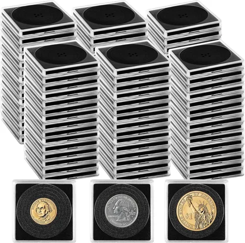 Vista 9 de 20 piezas de estuches ajustables de acrílico para colección de monedas con esponjas, soporte de monedas con cierre, estuches de protección