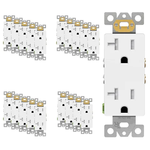 TG Toma de corriente decorativa de 20 A, receptáculo eléctrico de pared Blanco