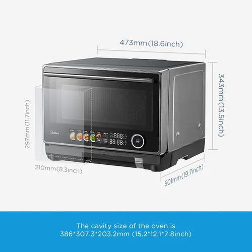 Vista 7 de Midea Horno de Microondas y Vapor 4 en 1 Multifuncional, Combo Freidora de Aire, Vaporera y Horno de Microondas, 32 Funciones Automáticas, Potencia