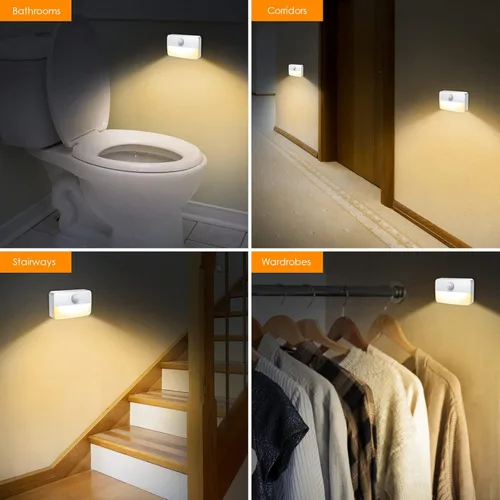 Vista 7 de Paquete de 2: luz nocturna con sensor de movimiento, luces adhesivas con sensor de movimiento para interiores, luces de cocina para debajo