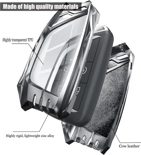 Vista 4 de Funda para llavero de automóvil inteligente de aleación de zinc, protector de llavero compatible con Chevrolet Corvette C8 Cadillac Escalade CT4 CT5