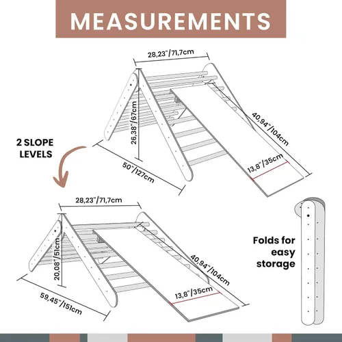 Vista 6 de Triángulo de escalada con rampa, Triángulo de escalada plegable, Gimnasio para bebés, Escalera de escalada, Triángulo plegable, Escalador de bebé