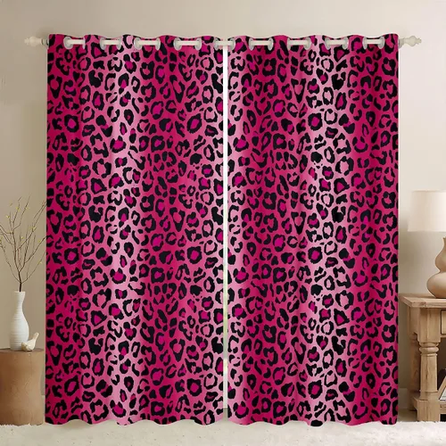 Vista 20 de Feelyou Cortinas opacas con estampado de leopardo de 30% a 50%, cortinas de oscurecimiento con estampado de guepardo para dormitorio, para niños