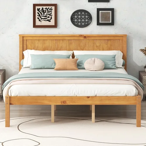 Vista 9 de Wood Bed Frame with Headboard,Wooden Twin Size Platform Bed with 11.8''H Under Beds Storage Space,Mid Century Modern Platform Beds with Wood Slat