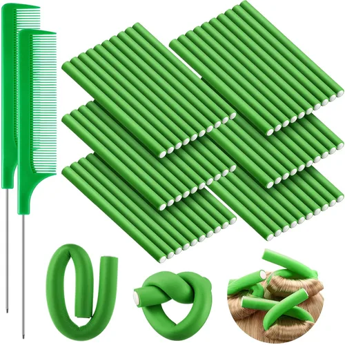 Vista 14 de WILLBOND - 60 piezas de varillas rizadoras de cabello flexibles sin calor, rodillos rizadores Twist Flexi para cabello largo y corto, mujeres