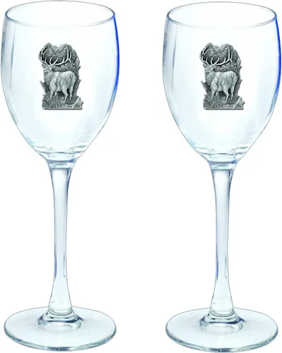 Vista 46 de Heritage Pewter Copas de vidrio de Arkansas, juego de 2, copas de vino de copa de 12 onzas, vidrio de peltre elaborado por expertos