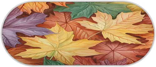 Vista 3 de cfpolar Colorful Maple Leave Bathroom Rugs Non-Slip Bath Rug Microfiber Bath Mat Absorbent Kitchen Mats and Rugs Machine Washable Oval Plush Floor