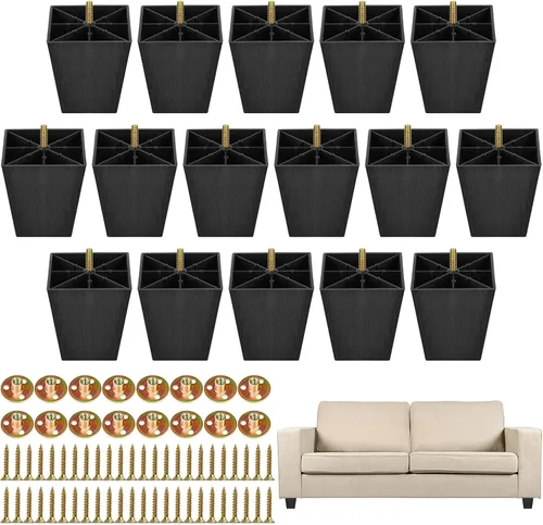 Vista 9 de TURSTIN Patas de Muebles de Plástico Patas de Sofá Cuadradas Cónicas Pies de Sofá con Tuercas en T M8 Tornillos para Patas Sofás Sillas Gabinetes
