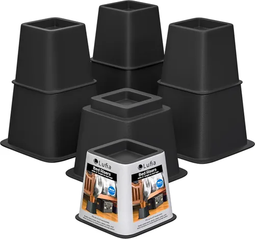 Vista 9 de Lufia Elevadores de muebles de cama resistentes, apilables, elevadores de cama para sofá, mesa, sofá, silla o escritorio, juego de 4 elevadores