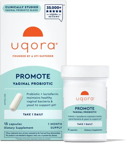 Uqora Promote - Apoyo para la salud vaginal* - Probiótico para mujer con lactoferrina, Lactobacillus Acidophilus y Lacticaseibacillus Rhamnosus -
