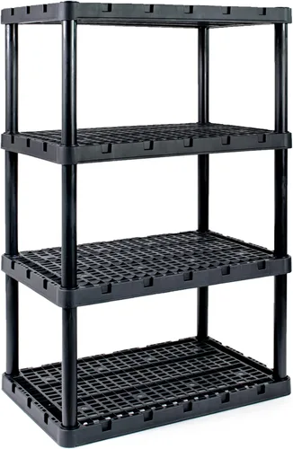 Gracious Living Knect-A-Shelf - Estantería de almacenamiento con ventilación de 4 estantes XL para organización del hogar, color negro