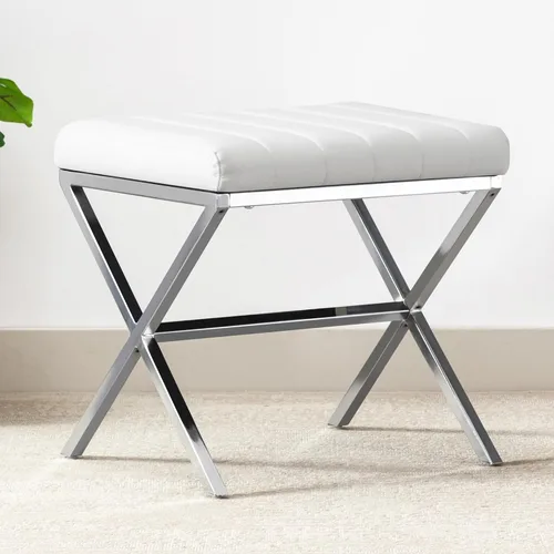 Vista 9 de DUHOME Taburete de Tocador Moderno de Cuero PU - Taburete de Maquillaje Rectangular Asiento de Tocador Acolchado Reposapiés para Sala de Estar, Negro