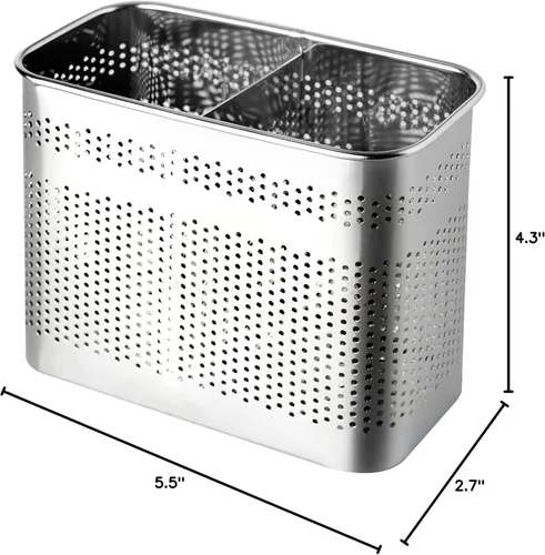 Vista 9 de Soporte para utensilios de cocina de acero inoxidable (cuadrado mediano) para palillos para lavavajillas