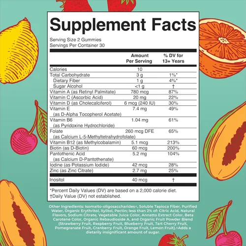 Vista 2 de MaryRuth Organics Multivitamínico para adolescentes Gomitas multivitamínicas multiminerales para adolescentes con vitamina B, C, D y E, biotina