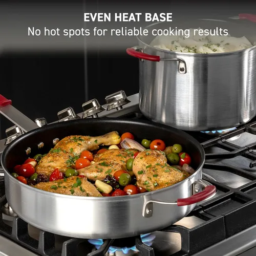 Vista 7 de T-Fal Professional VX3 - Juego de utensilios de cocina antiadherentes cepillados con mango de acero inoxidable, 8 piezas, apto para horno 400F