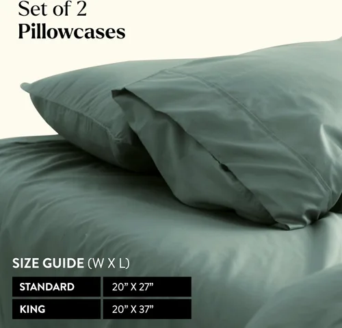 Vista 2 de Miracle Made Juego de fundas de almohada de algodón suave y transpirable, 2 piezas, con tratamiento plateado, fundas frescas al tacto para una