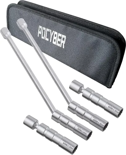 Vista 11 de Enchufe de bujía giratorio de 16 mm con extensión de 12 pulgadas, unidad de 3/8", magnético mejorado de 12 puntos, enchufe de pared delgada de 5/8