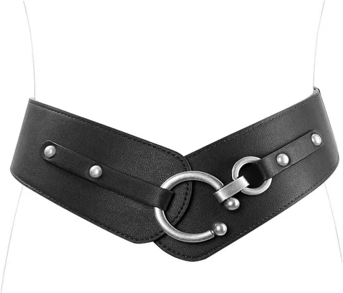 JASGOOD Cinturón elástico ancho vintage de moda para mujer con hebilla entrelazada cinturón de Halloween