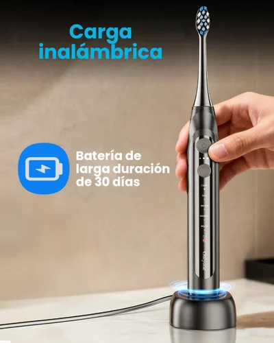 Vista 4 de Onlyone - Cepillo de dientes eléctrico sónico para adultos, cepillo de dientes eléctrico recargable ultrasónico con 8 cabezales de cepillado