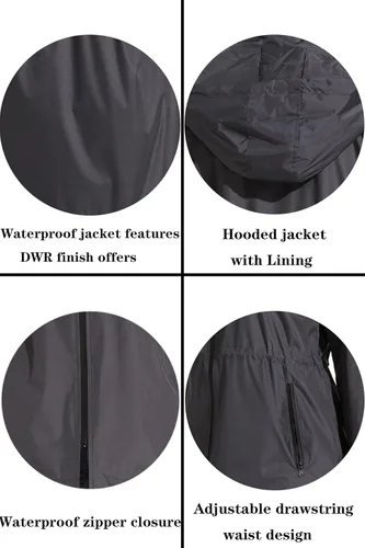 Vista 5 de GUANYY Chaqueta impermeable para mujer, chaqueta Anorak para exteriores, con capucha