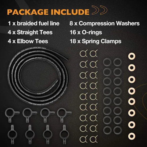 Vista 6 de Kit de línea de retorno del inyector de combustible diésel compatible con Ford 1983-1988 Non-Powerstroke 6.9L 7.3L