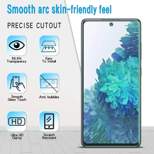 Vista 3 de Slanku Paquete de 3 protectores de pantalla para Samsung Galaxy S20 FE, vidrio templado S20 FE 5G, compatible con lector de huellas dactilares, sin