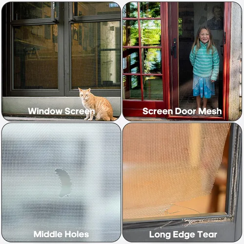 Vista 6 de Secopad Kit de reparación de pantalla de 5 x 7 pulgadas, color negro/gris, 6 piezas de cinta de reparación de parches de pantalla para puerta