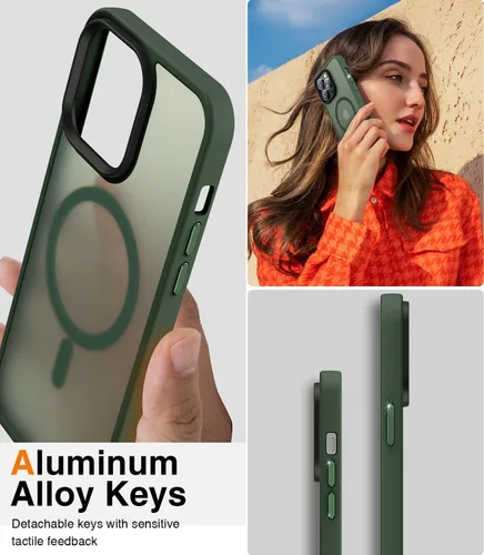 Vista 6 de Meifigno Magic Mag Series - Funda para iPhone 13 Pro, protección de grado militar y compatible con MagSafe, parte trasera mate translúcida
