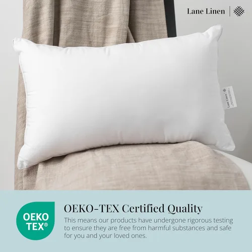 Vista 7 de LANE LINEN Relleno de almohada de 12 x 20 pulgadas, juego de 4 almohadas decorativas blancas para sofá cama, rellenos de almohada esponjosos